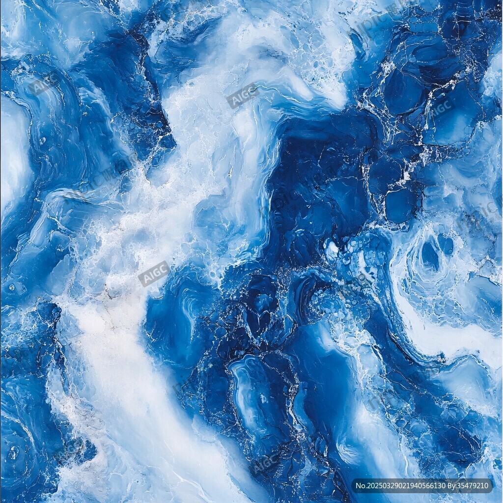 夢幻藍白流體紋理圖案