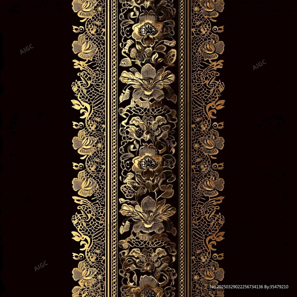 金色花卉刺繡圖案紋理