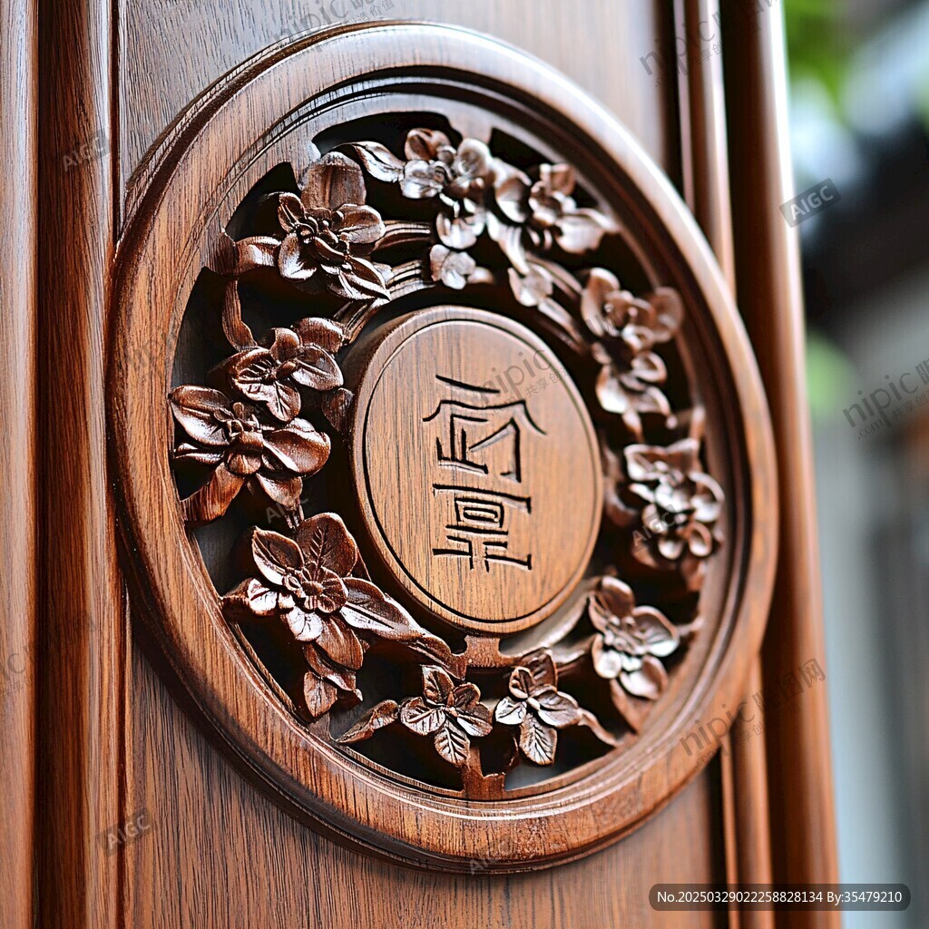 中式木雕福字裝飾細節