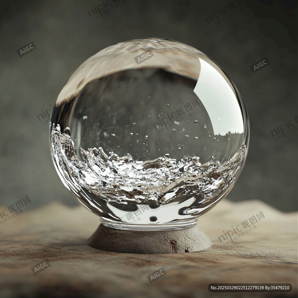 晶瑩剔透水晶球 水花效果