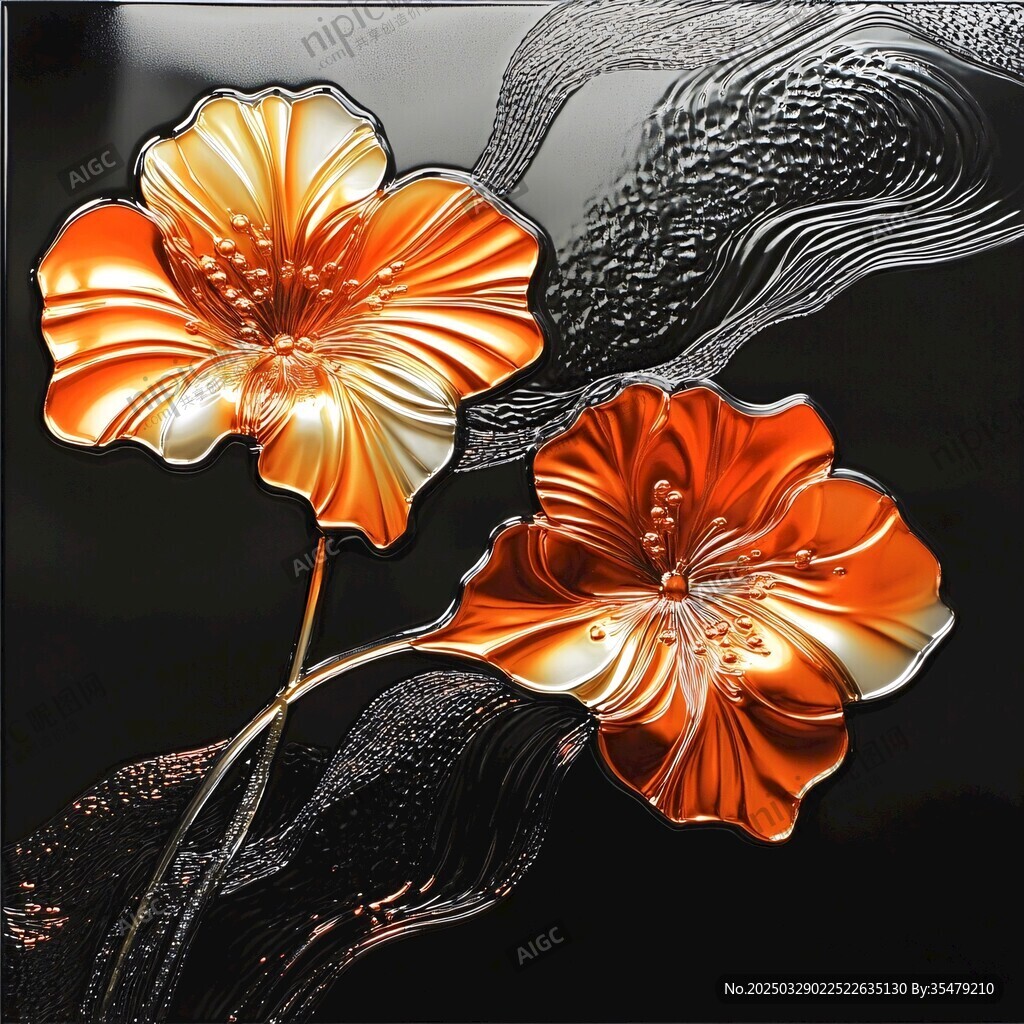 橙色花朵藝術(shù)裝飾圖案