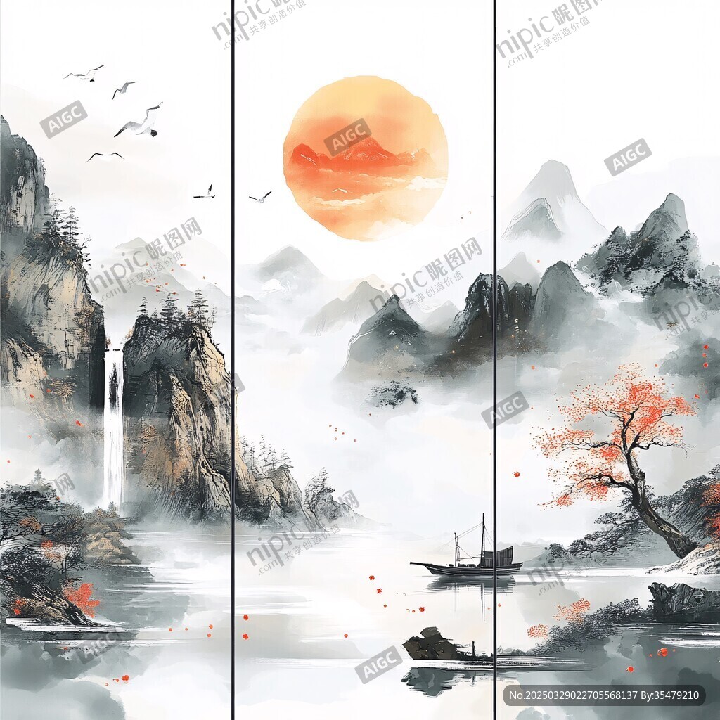 水墨山水間的詩意景致