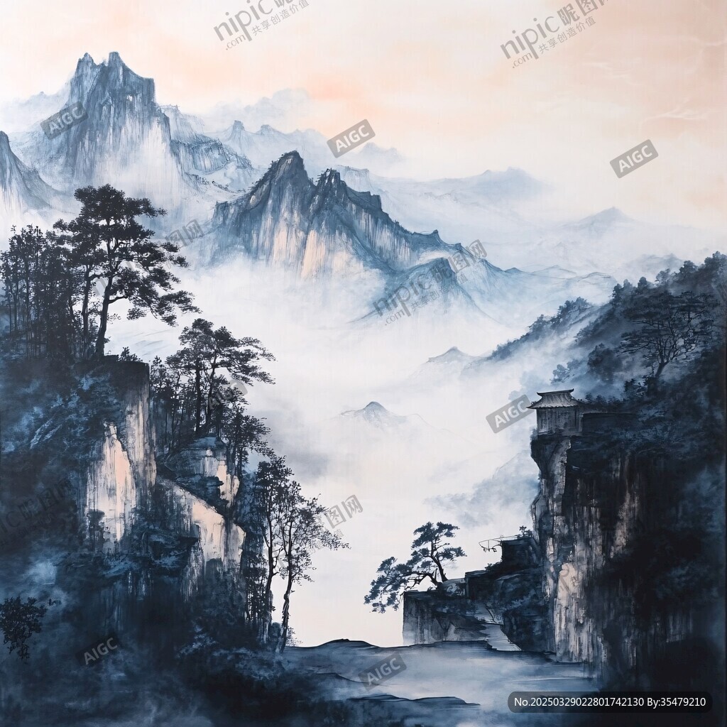 水墨山水間的靜謐之景
