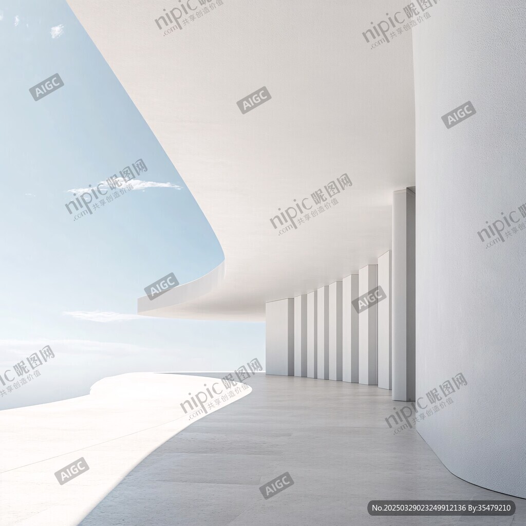 極簡白色建筑空間景觀