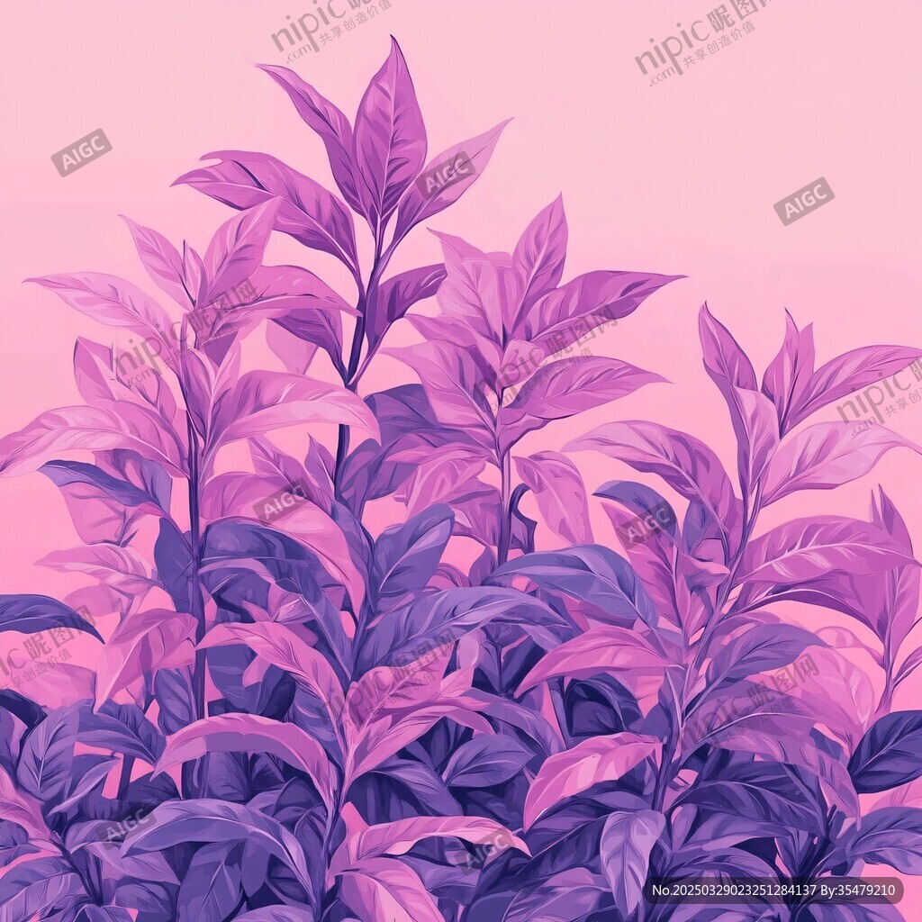 夢幻紫葉植物插畫
