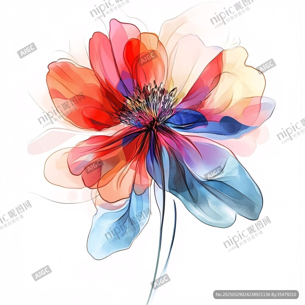 夢幻多彩手繪花卉圖案