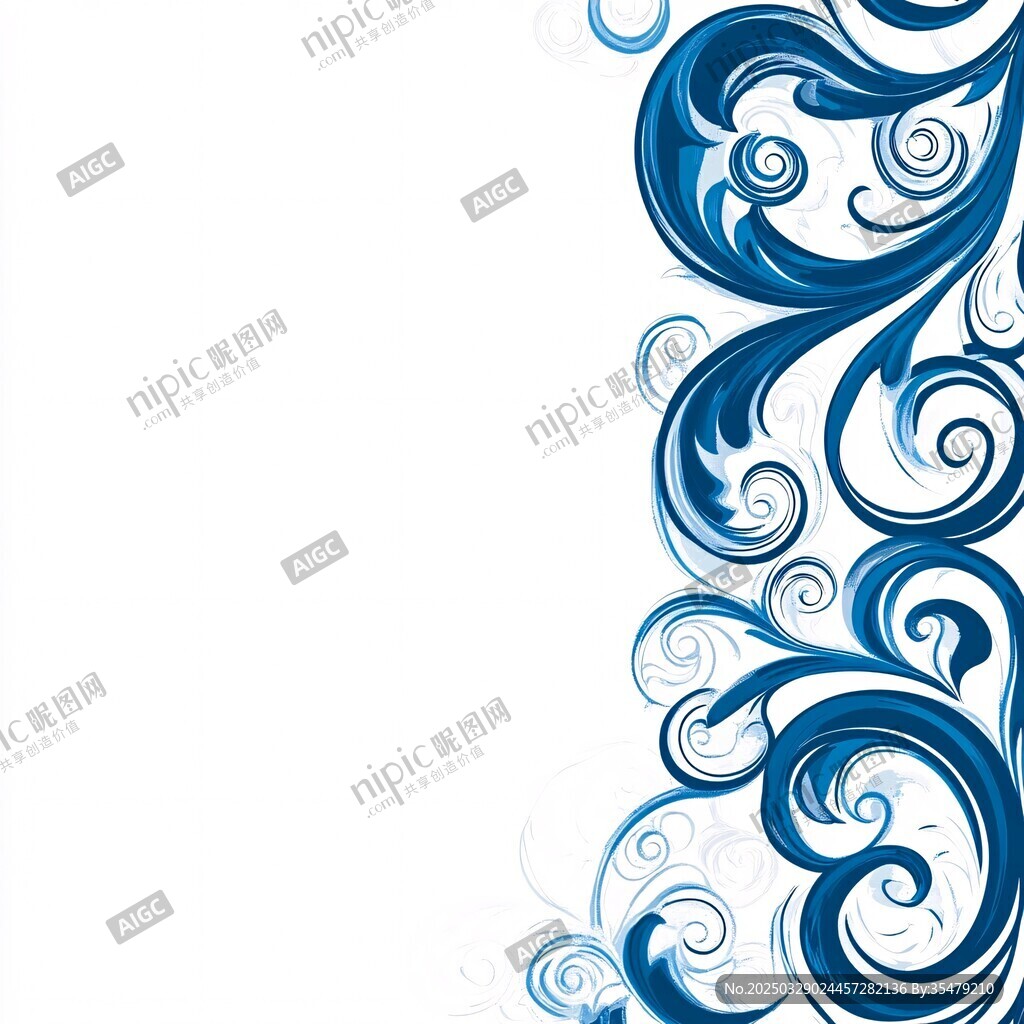 藍(lán)色夢幻花紋裝飾圖案