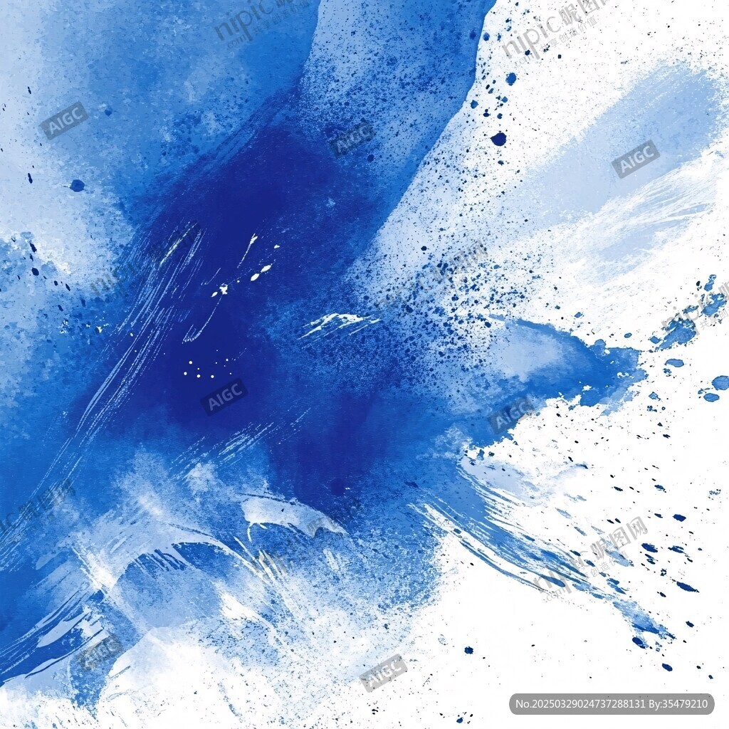 藍色水墨風抽象水彩背景圖