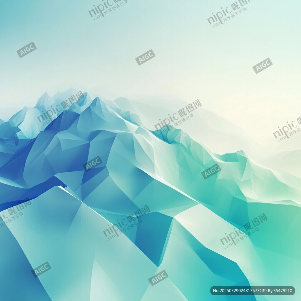 夢幻低多邊形冰山景觀