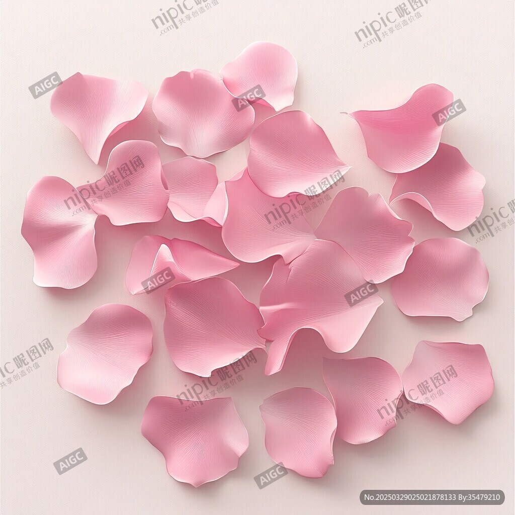 浪漫粉色玫瑰花瓣散落