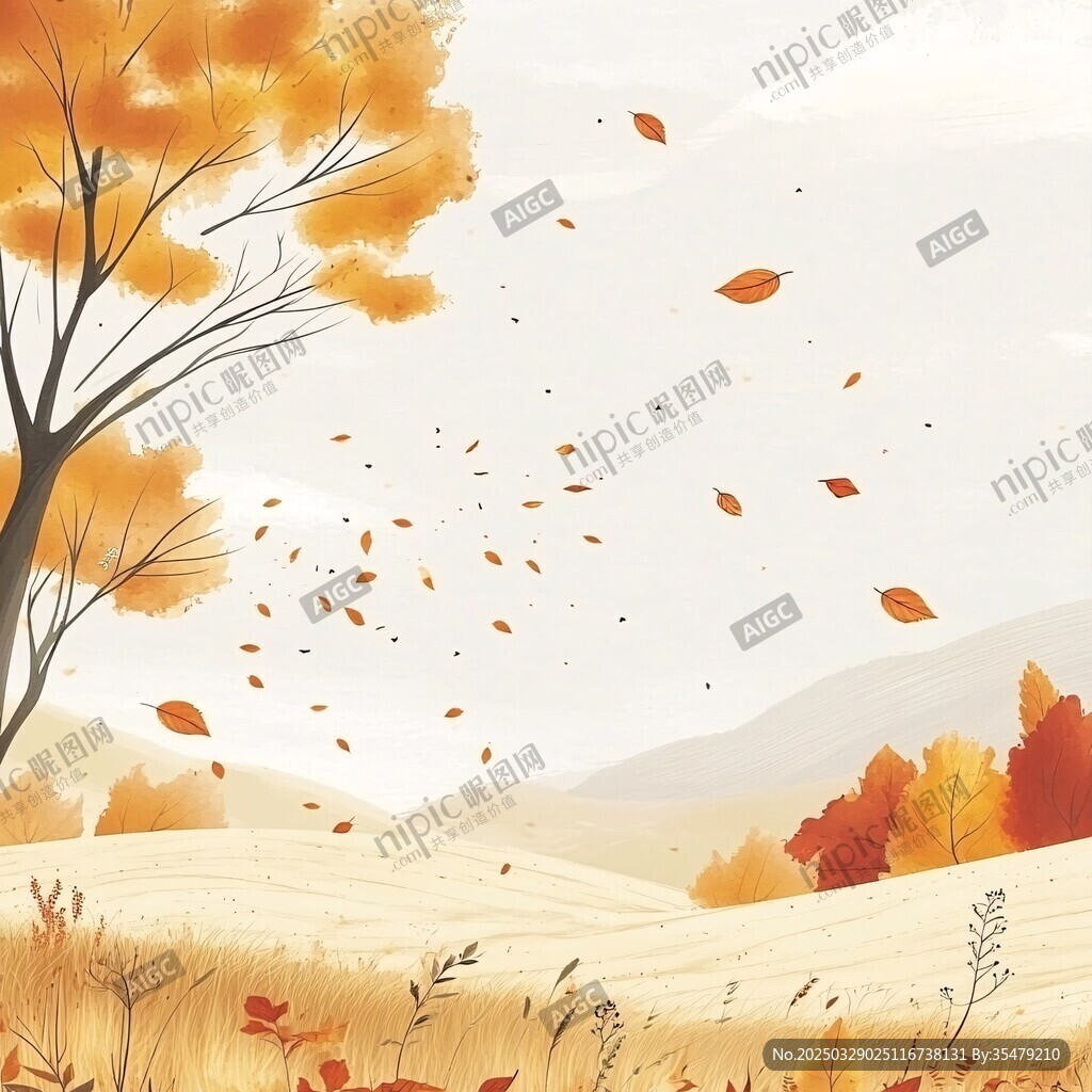 秋日曠野 落葉紛飛的美景