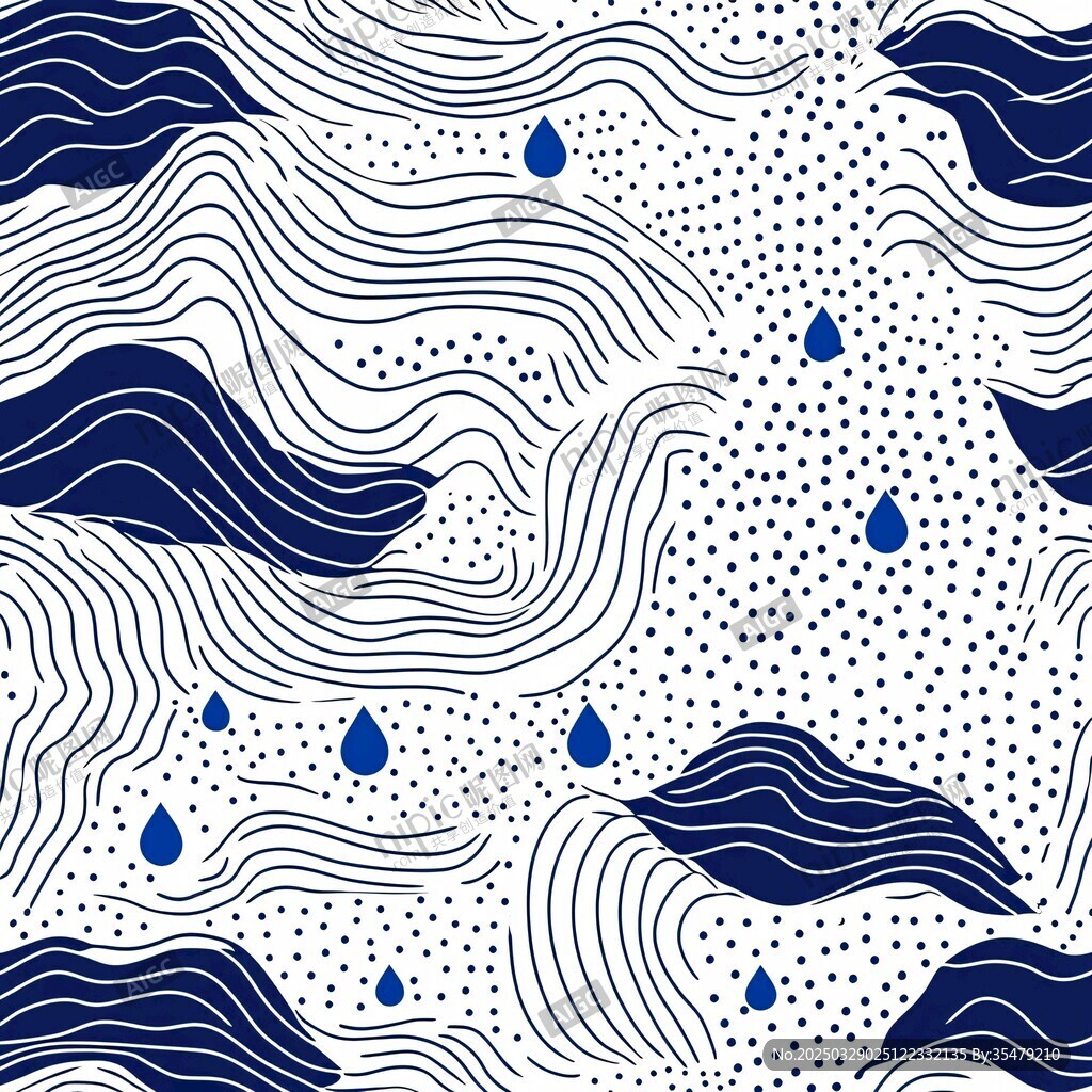 藍(lán)白波浪雨滴抽象圖案