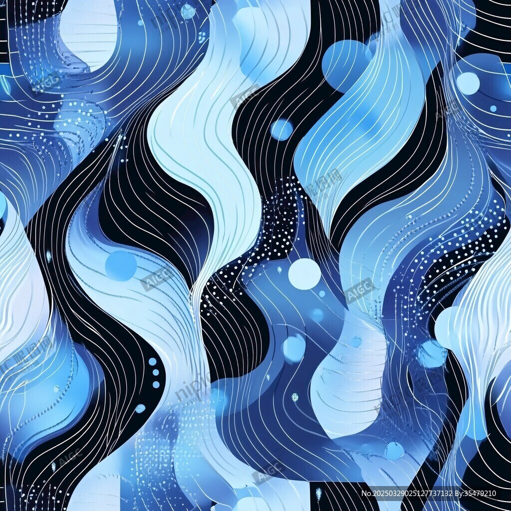 藍黑波浪抽象圖案紋理