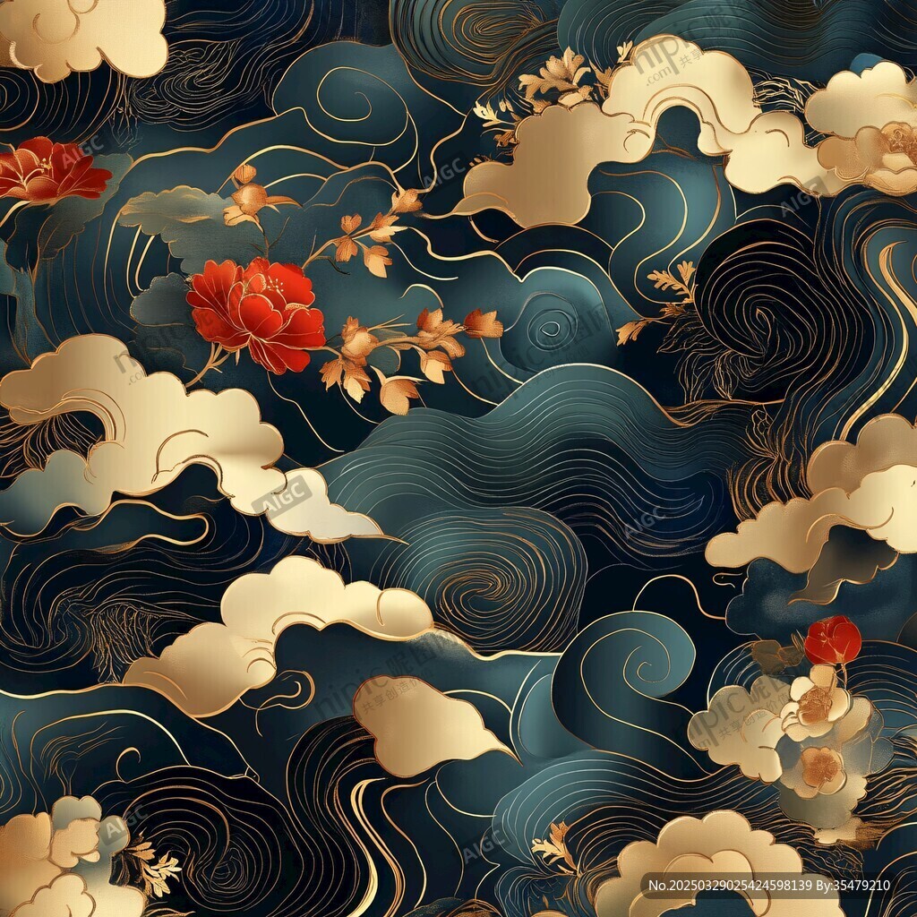 中式云紋花卉國(guó)風(fēng)圖案