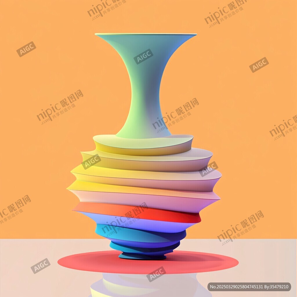 多彩螺旋花瓶3D藝術(shù)造型