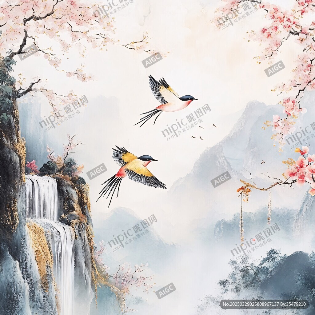 春景雙燕圖