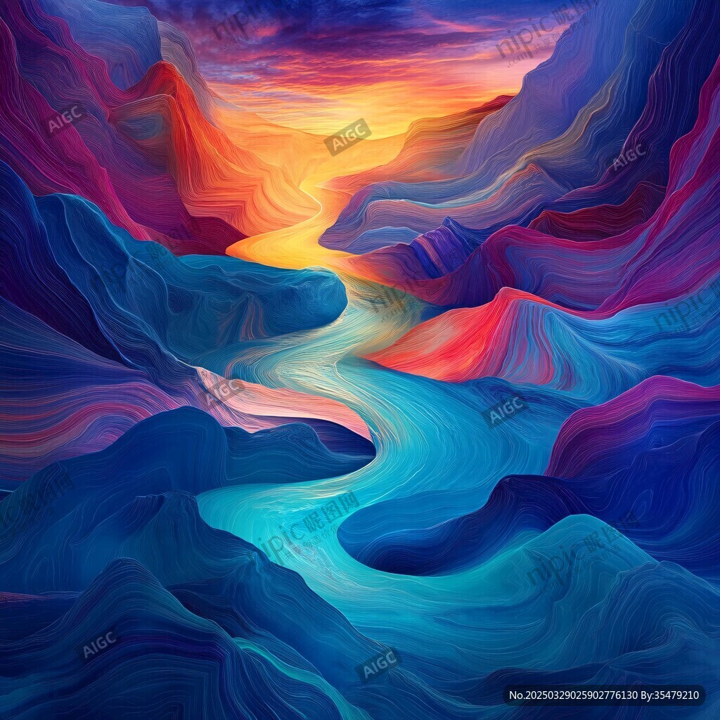 夢(mèng)幻絢麗的山谷河流景觀