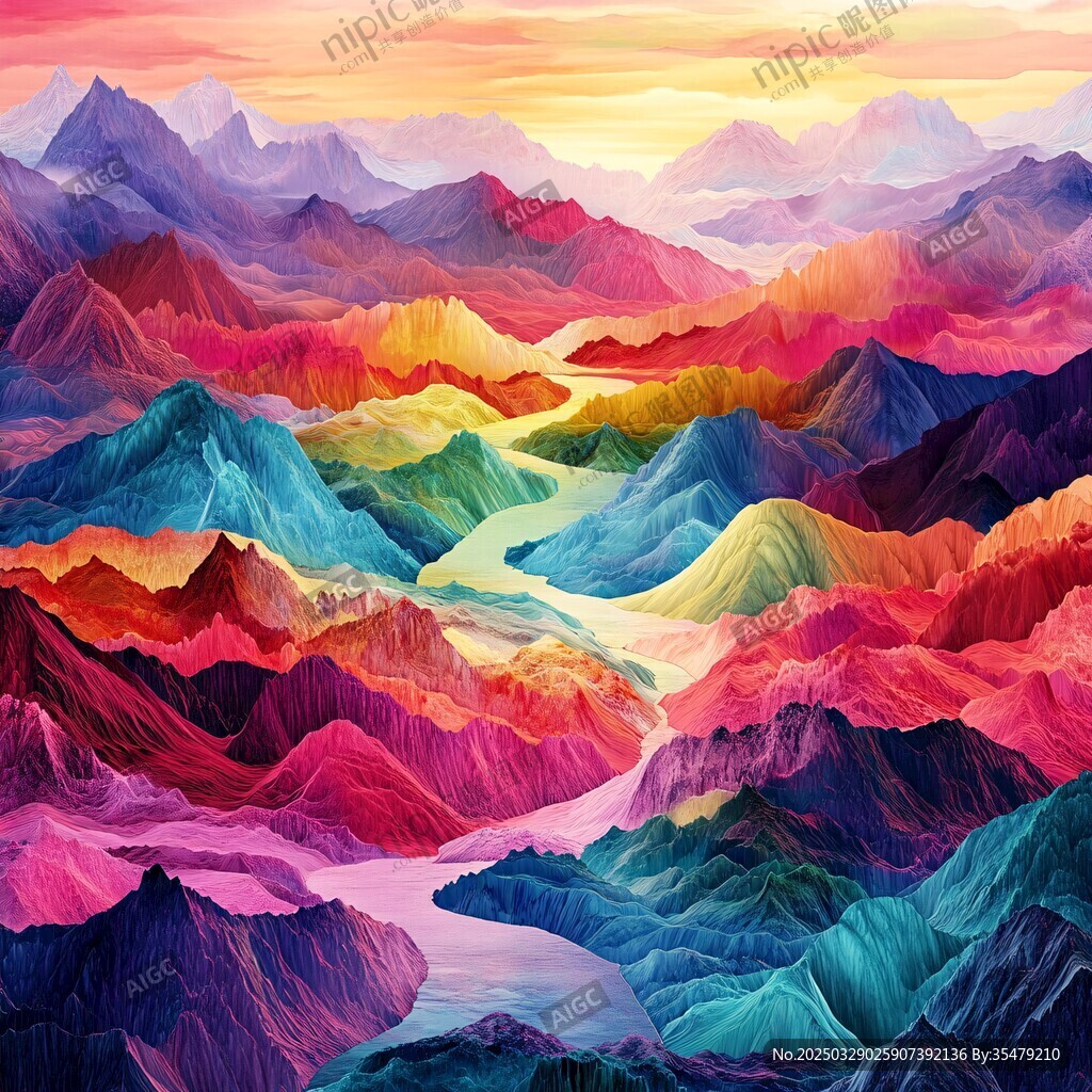 夢幻多彩山巒風(fēng)景圖