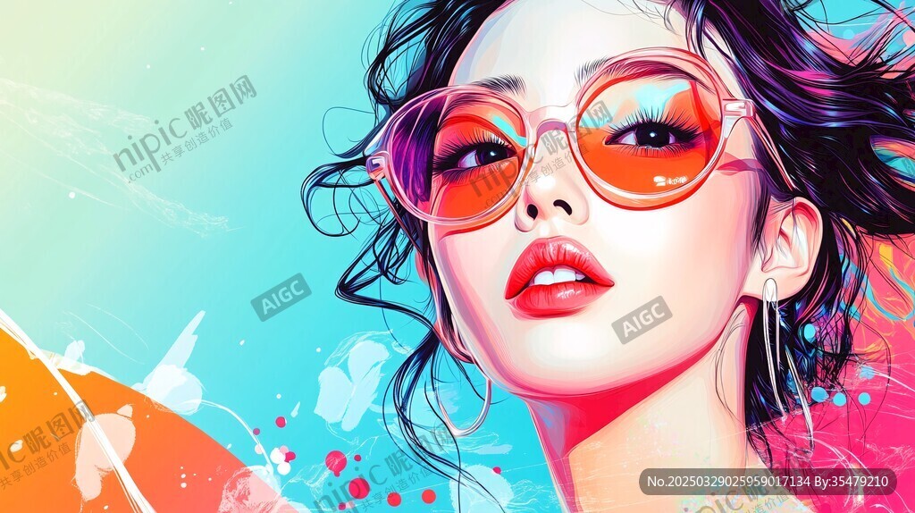 時尚潮酷墨鏡女郎