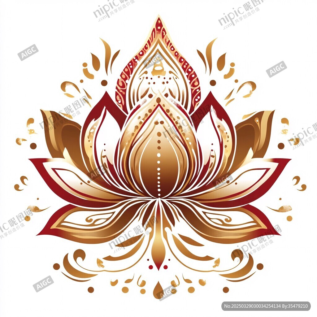 金色蓮花精美圖騰紋樣