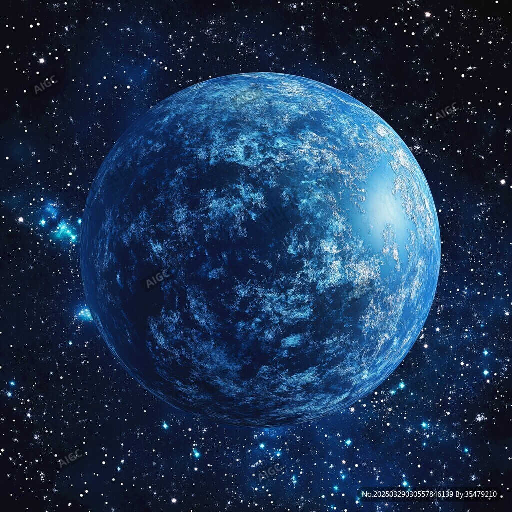 藍色星球閃耀浩瀚星空