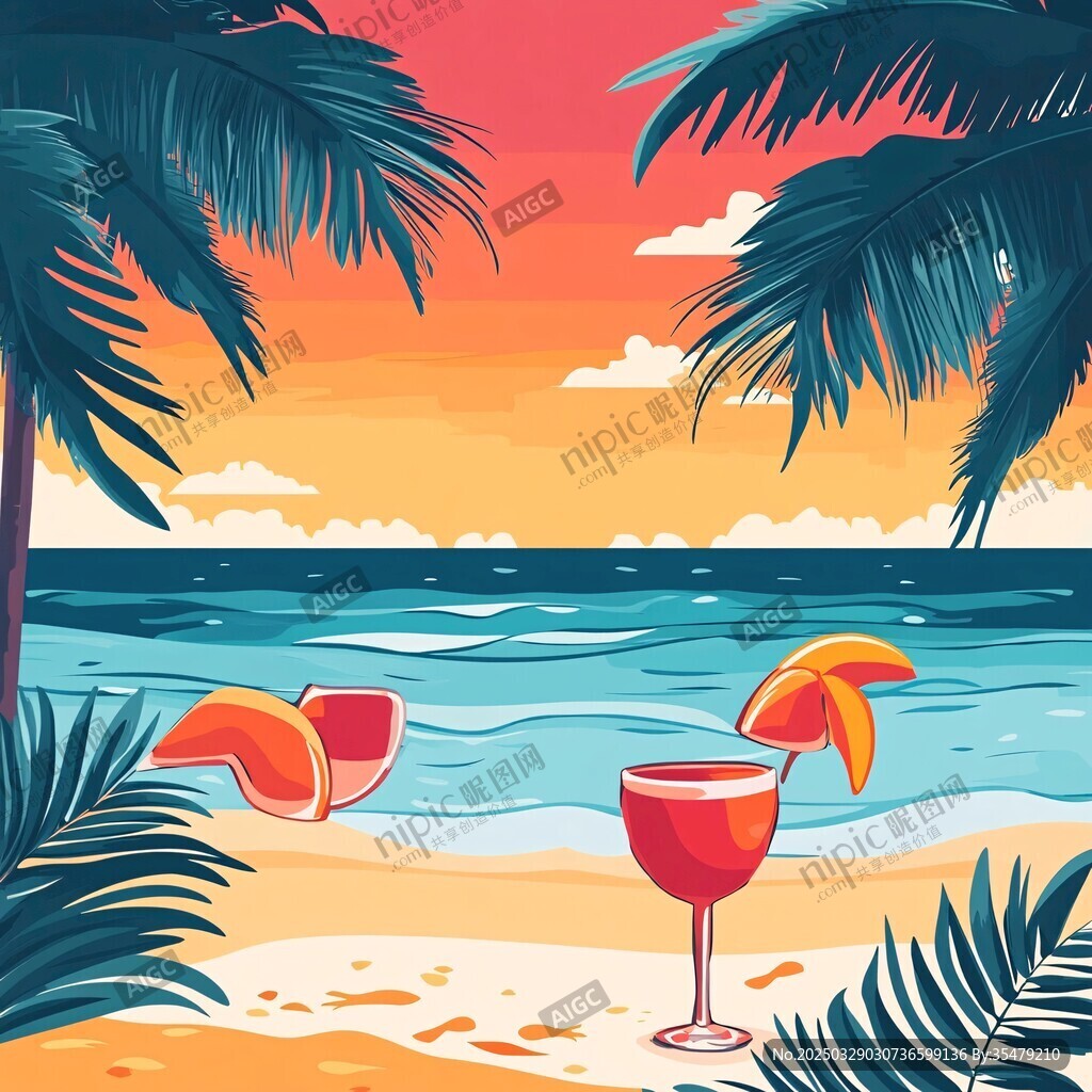 夏日海灘雞尾酒愜意時光
