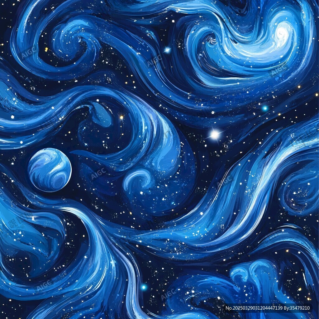 夢幻藍色星際漩渦圖景