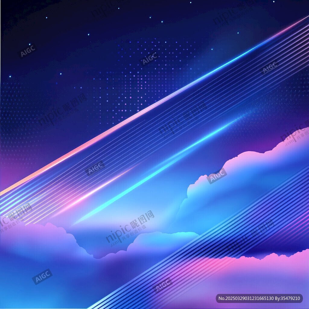 夢幻夜空與絢麗光線背景