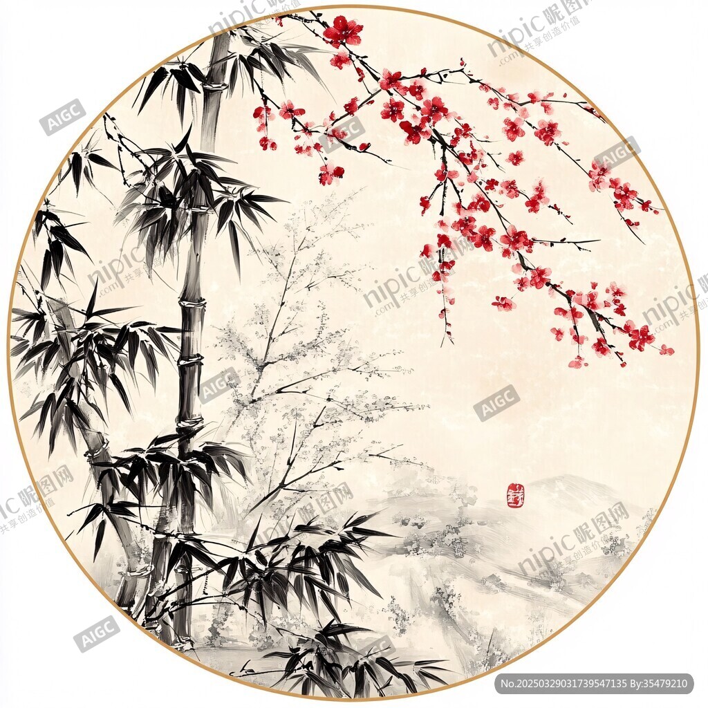 梅竹圖 中式寫意花鳥意境