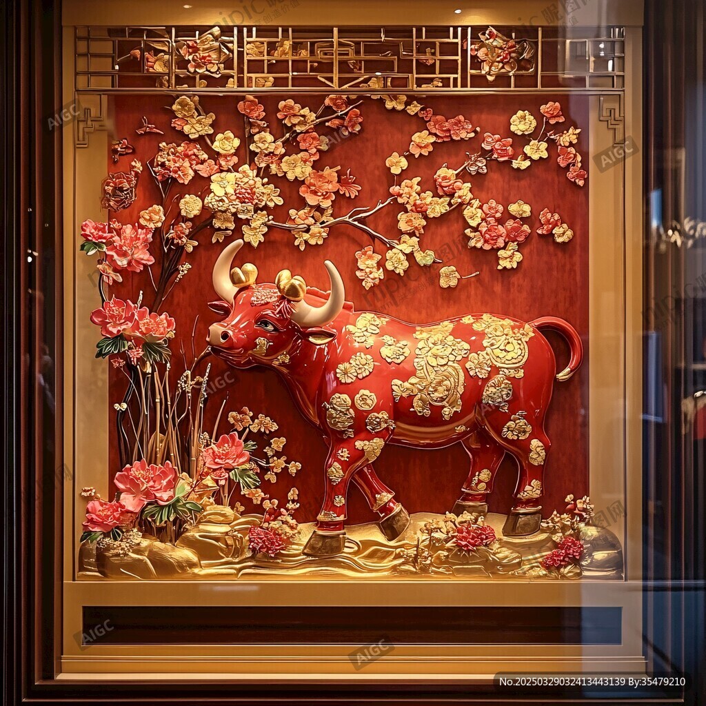 牛年精美雕花裝飾工藝品