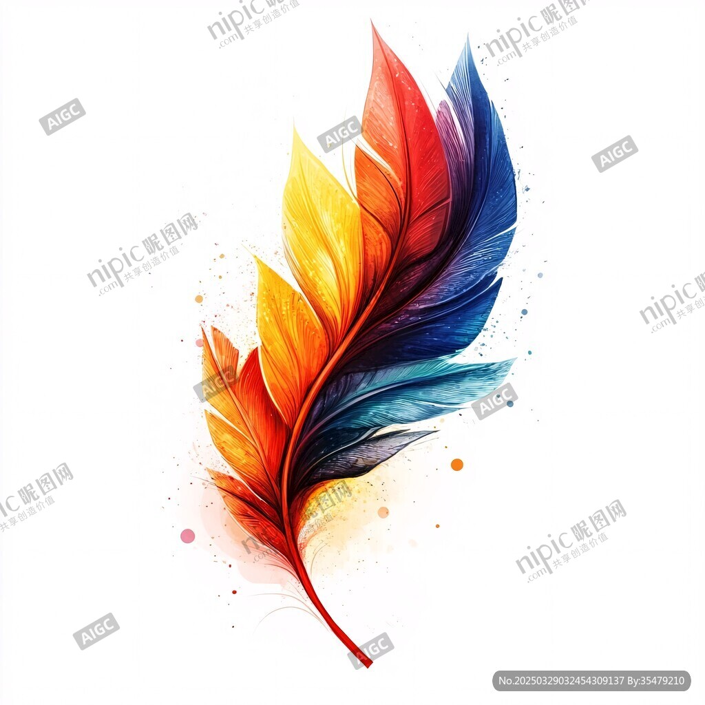 五彩斑斕夢(mèng)幻羽毛插畫(huà)
