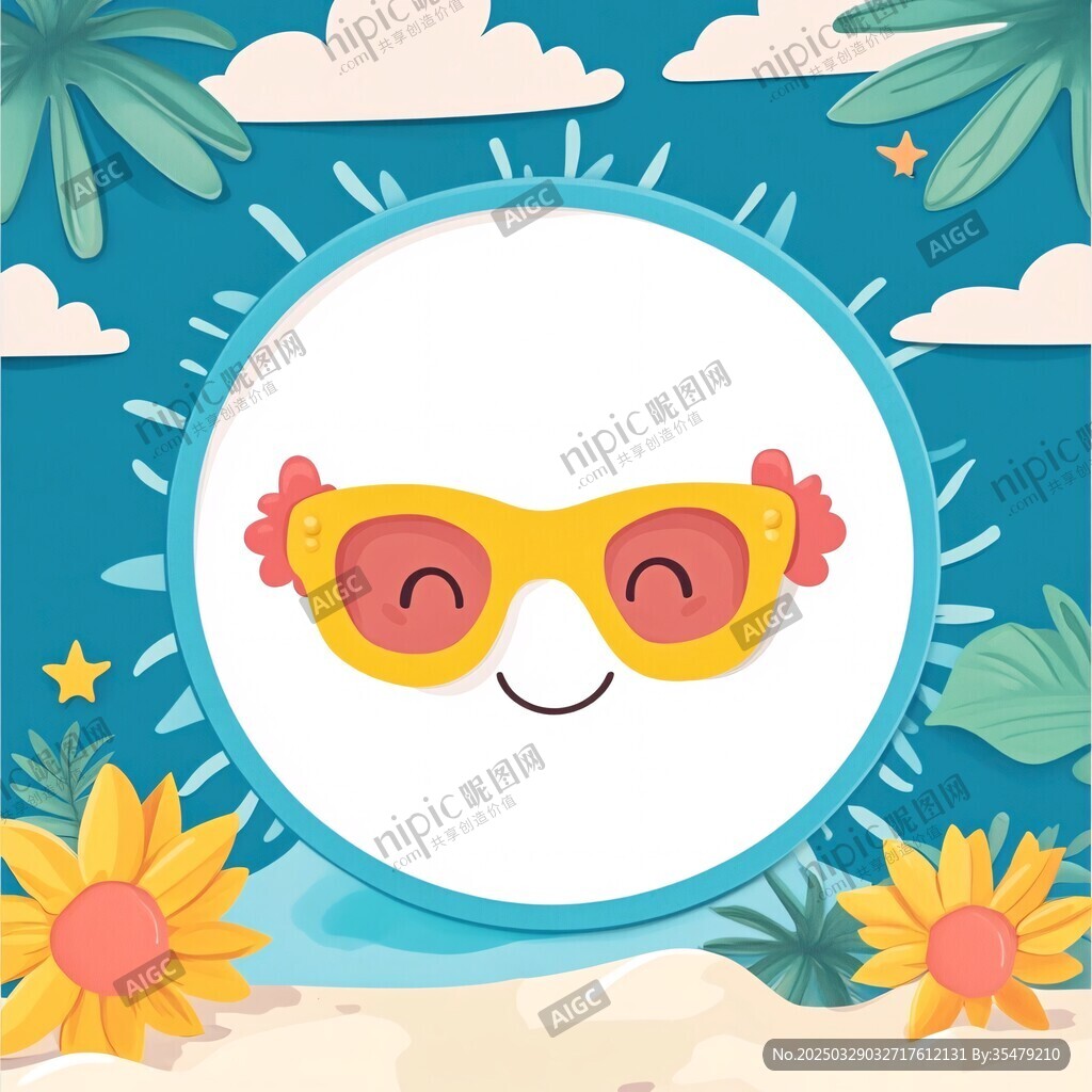 夏日笑臉插畫框