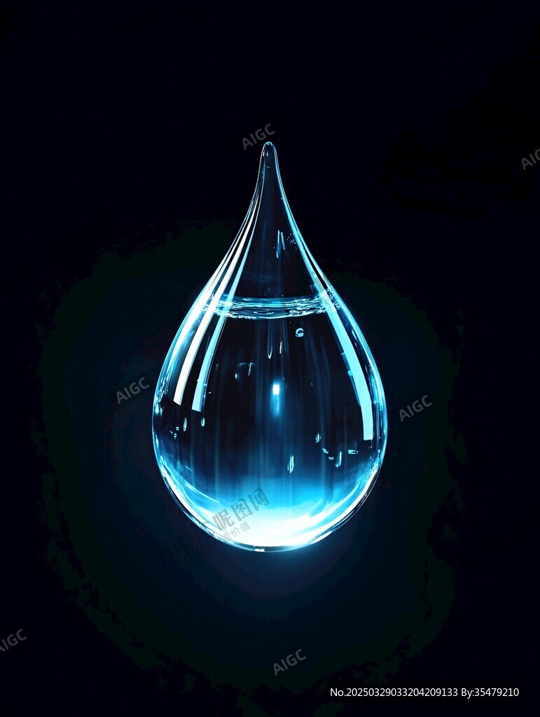 晶瑩水滴懸浮于深邃黑幕中