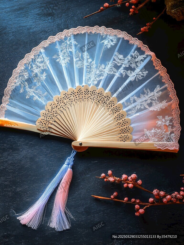 蕾絲工藝扇 精致古風(fēng)配飾