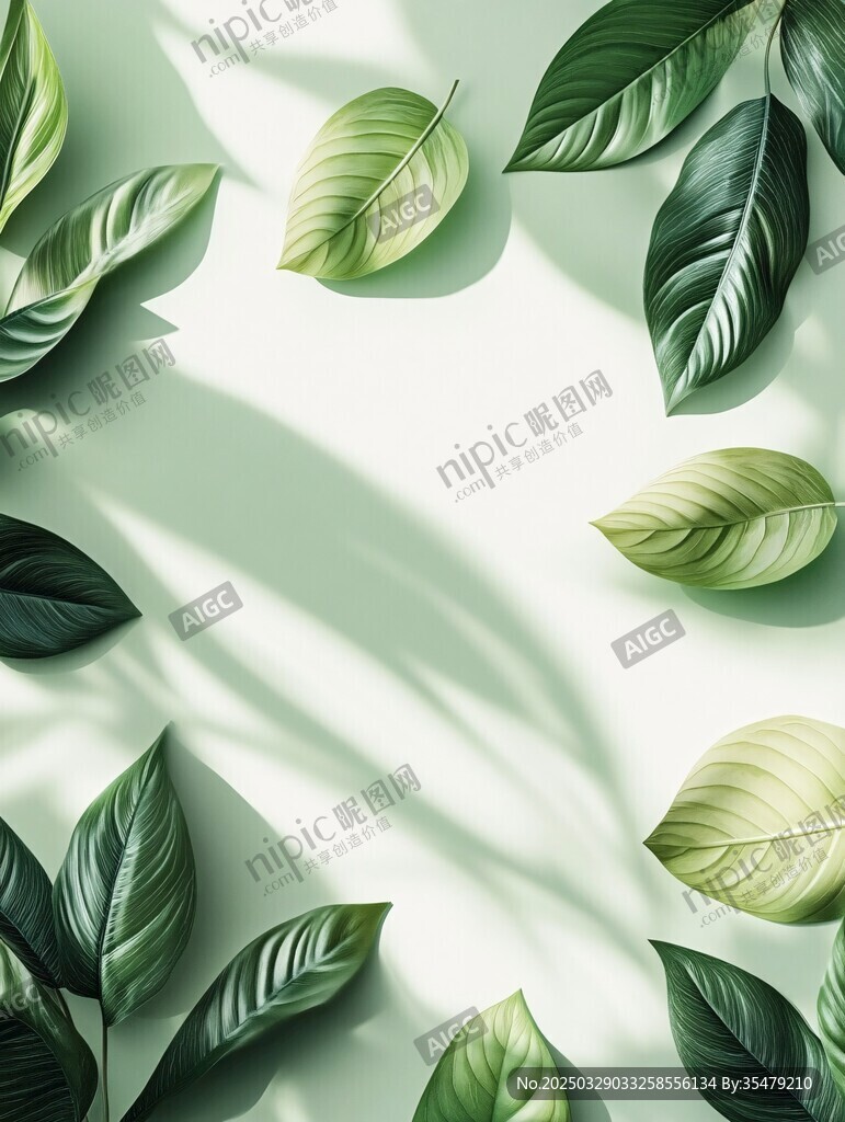 綠葉環繞的清新背景