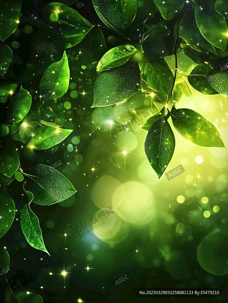 夢幻綠影 閃爍葉片與光斑