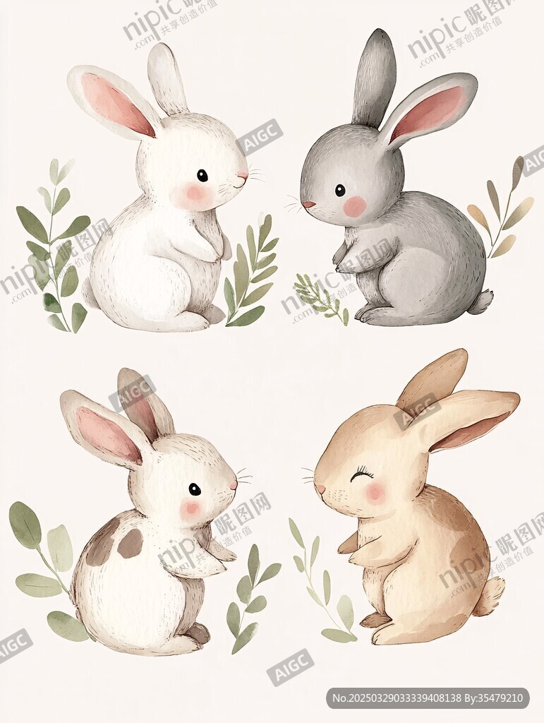 可愛萌兔插畫