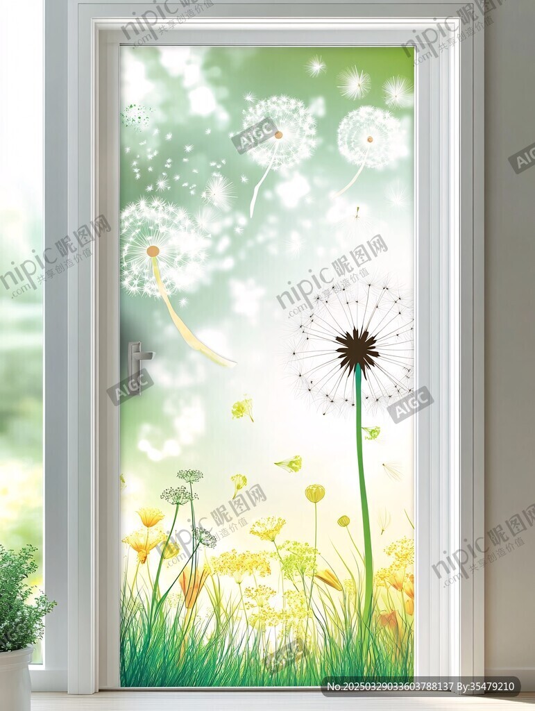 夢幻蒲公英門貼裝飾圖