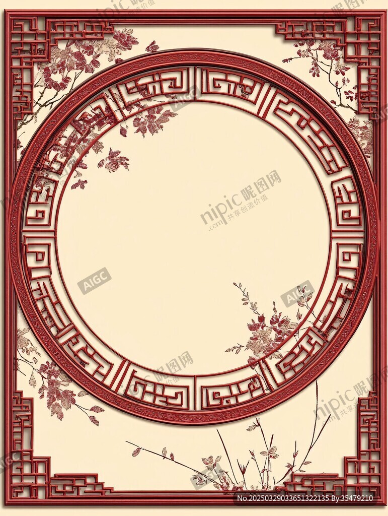 中式古典圓形花紋邊框