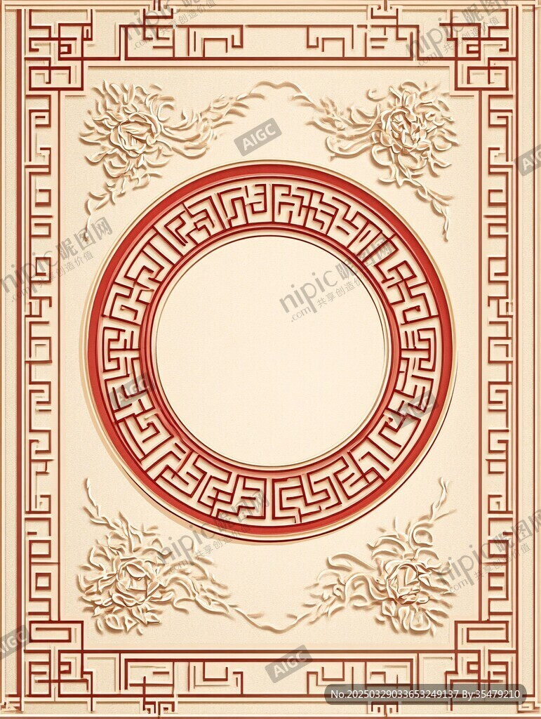 中式古典花紋邊框圖案
