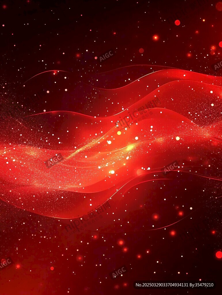 紅色夢幻波浪光影背景圖