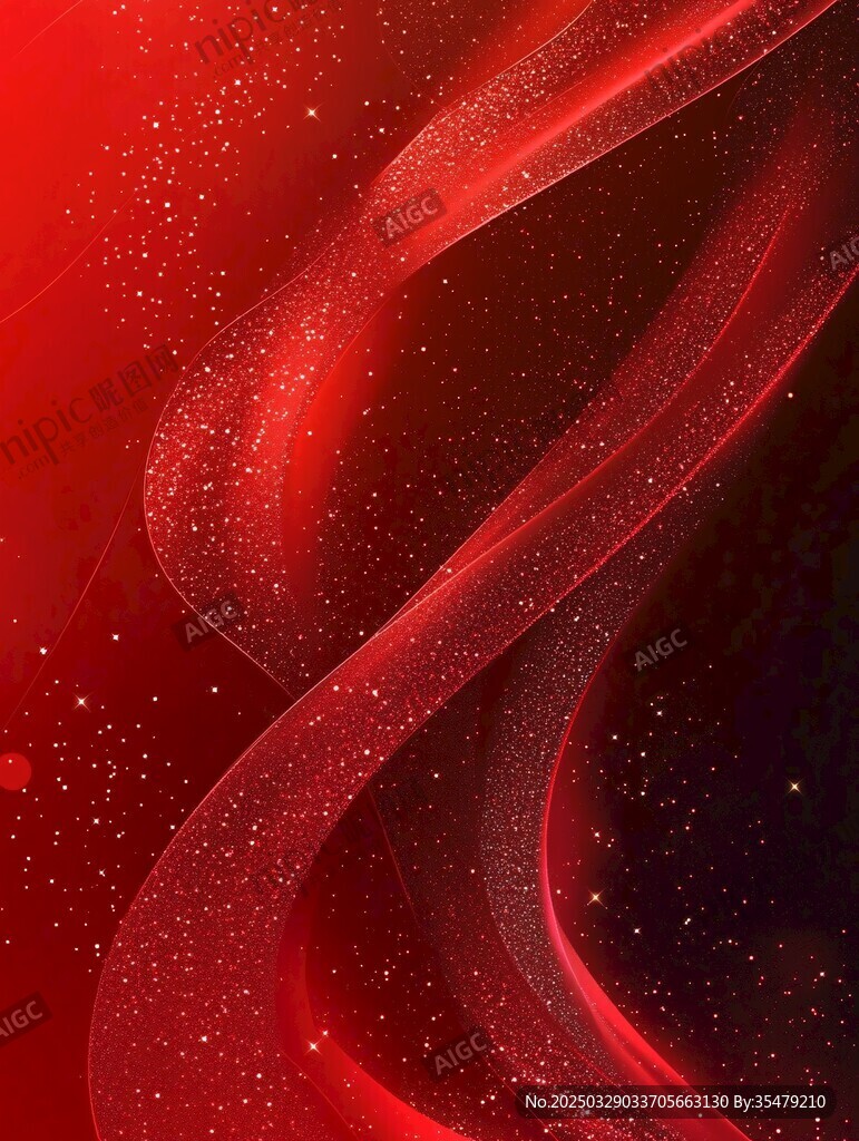 紅色飄帶閃耀夢幻背景