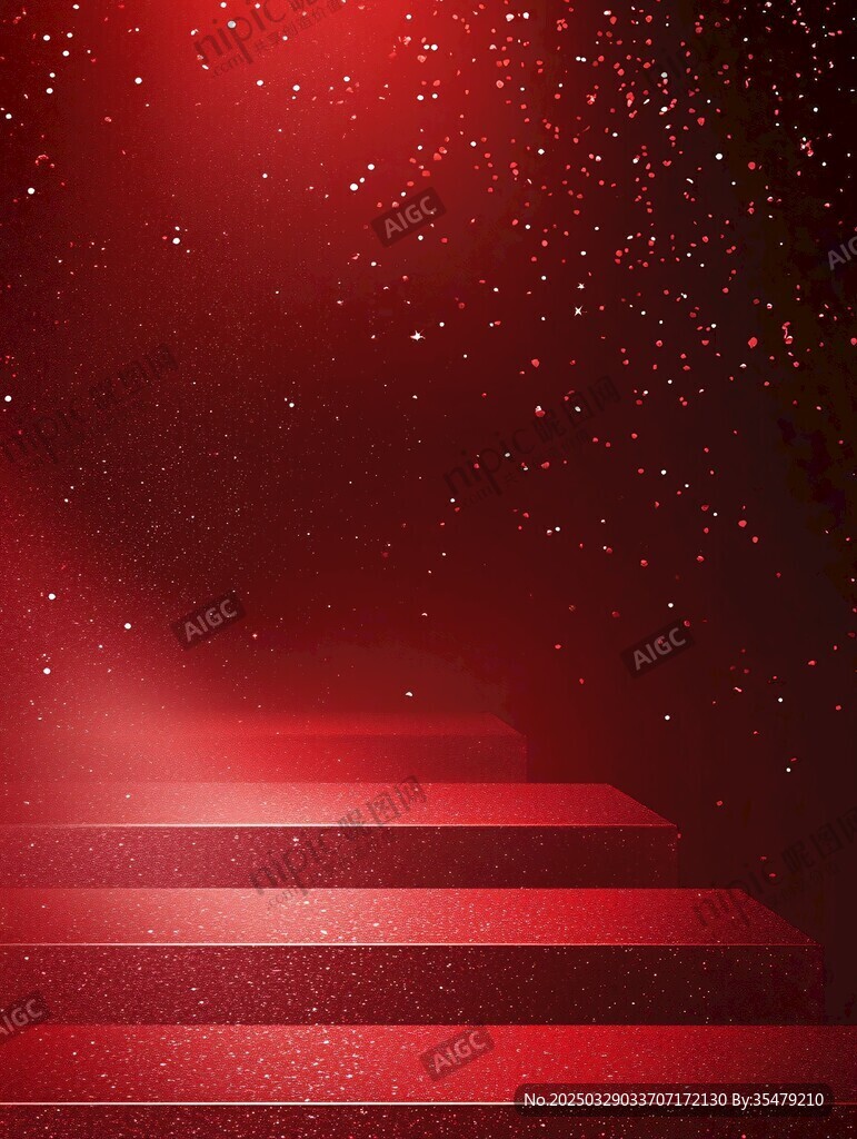 紅色夢幻星光階梯背景