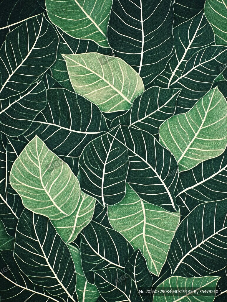 綠葉圖案 清新自然植物紋理