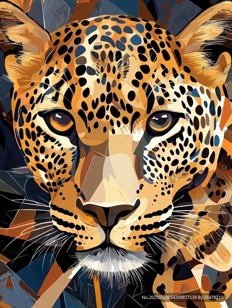 幾何風(fēng)格獵豹頭部插畫(huà)