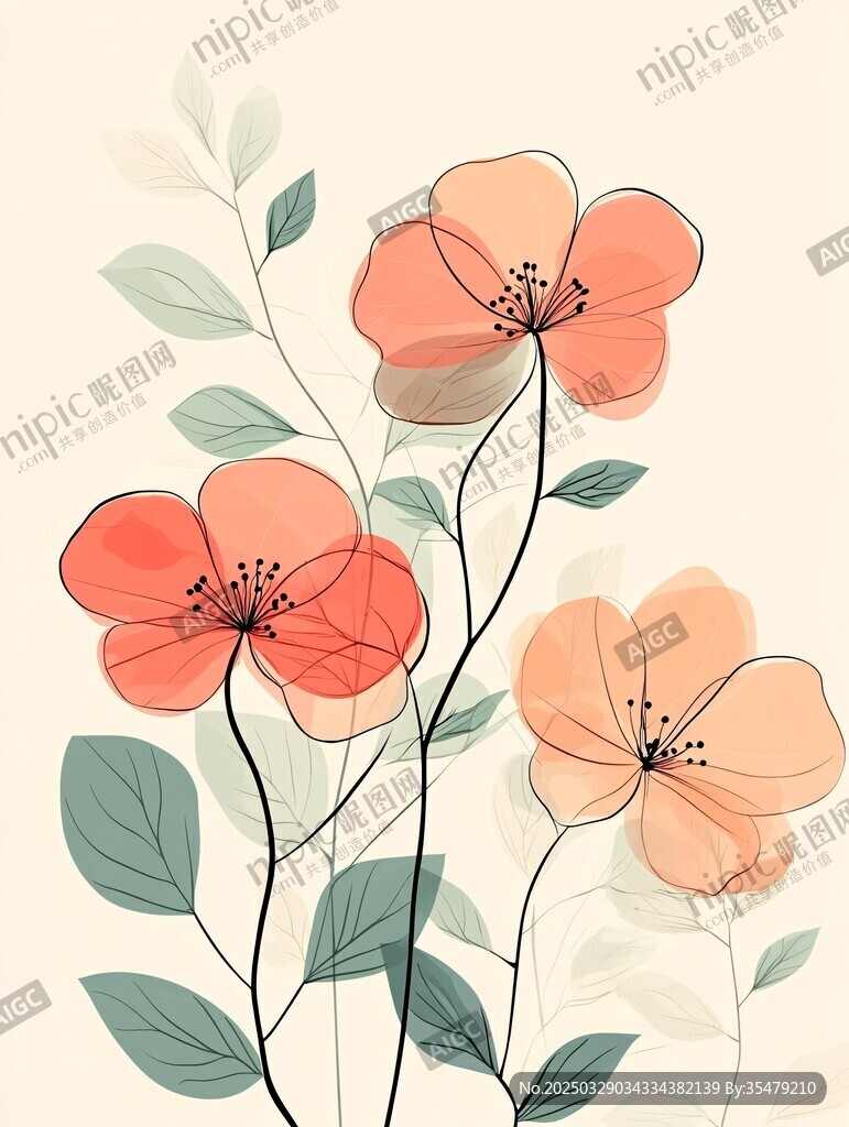 清新手繪風花卉插畫作品