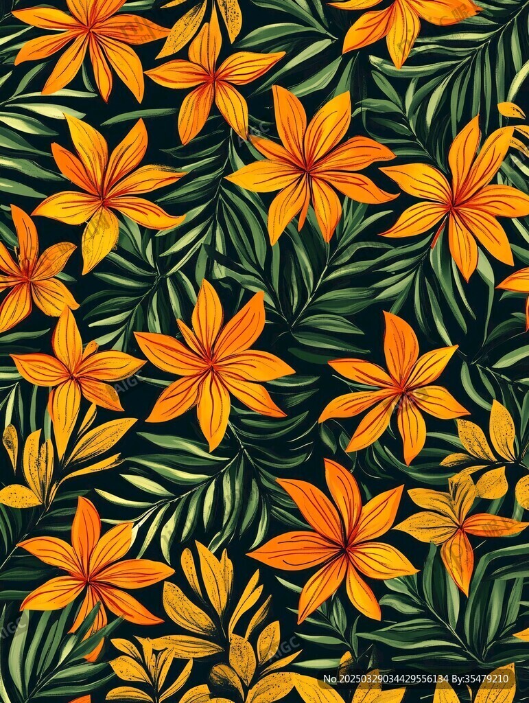 熱帶花卉圖案背景紋理
