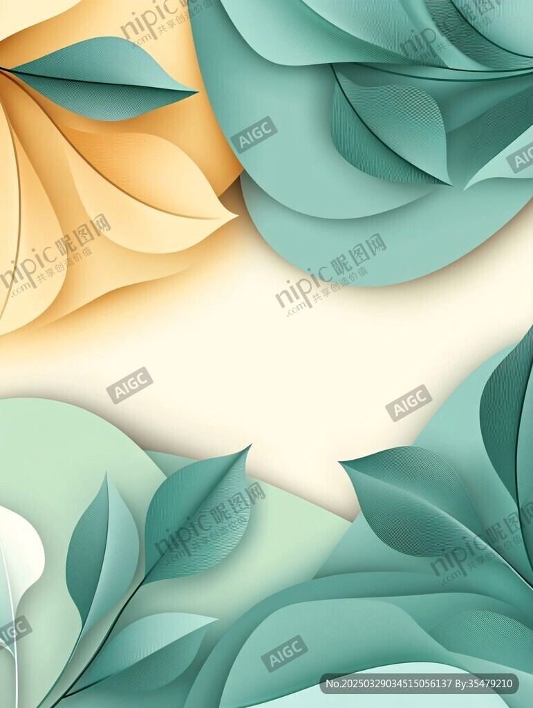 立體折紙風(fēng)的清新葉片圖案