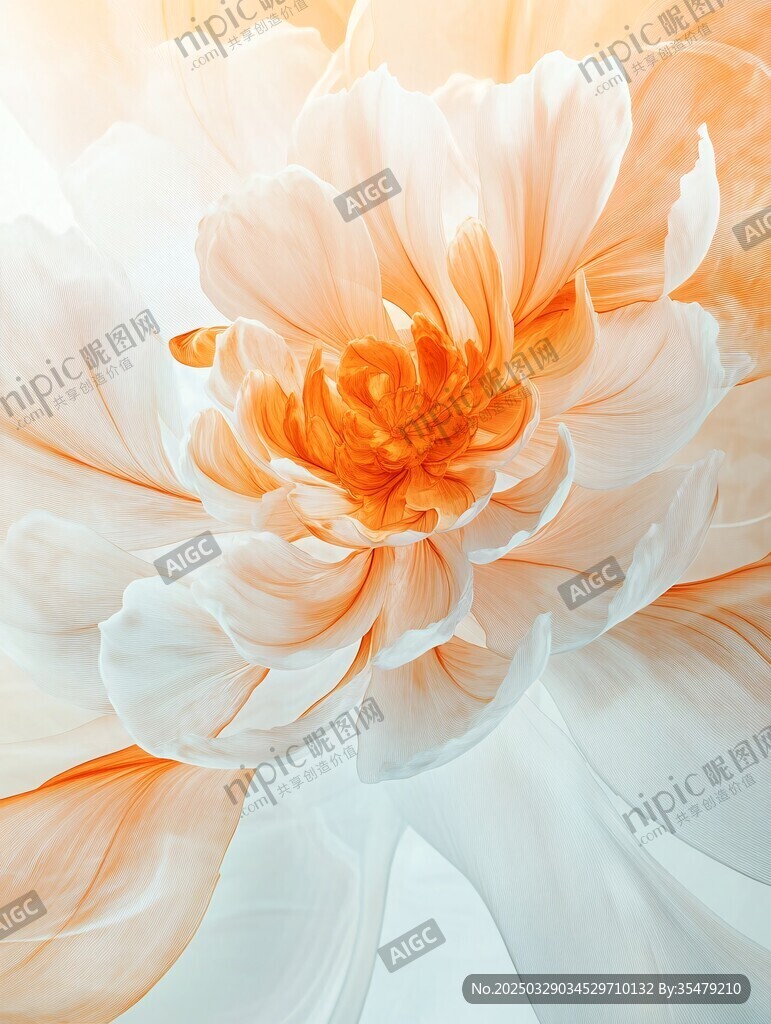 夢(mèng)幻橙白花朵特寫(xiě)
