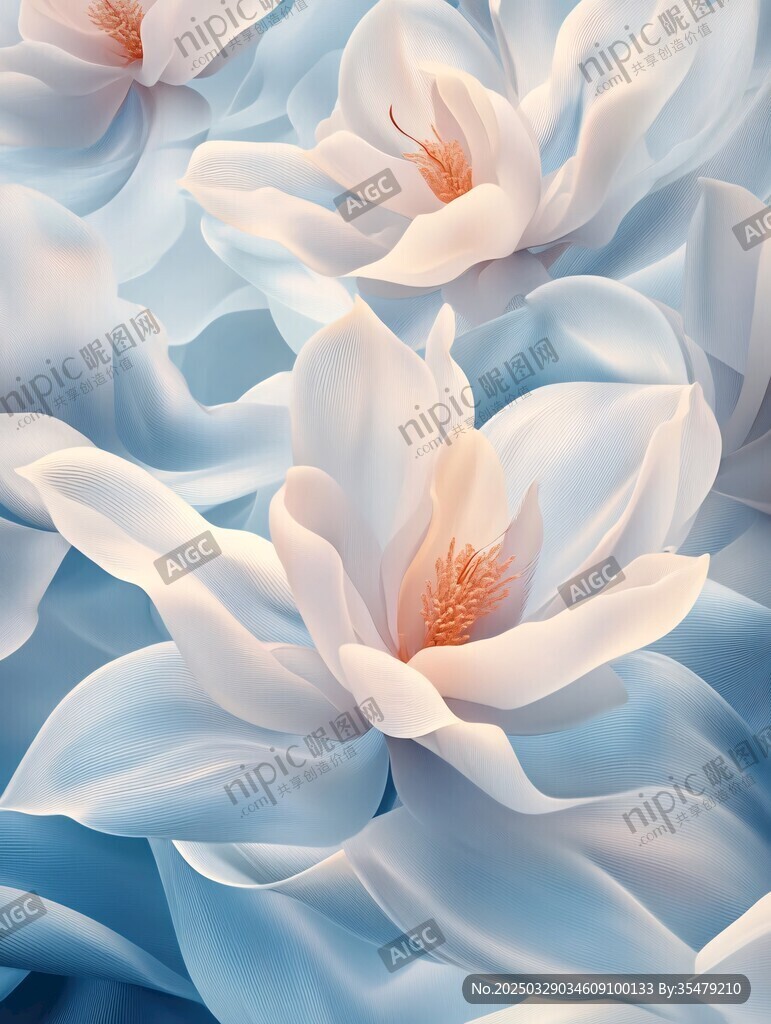 夢(mèng)幻藍(lán)白綻放玉蘭花